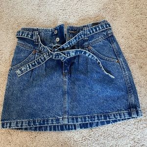 Belted Denim Mini Skirt